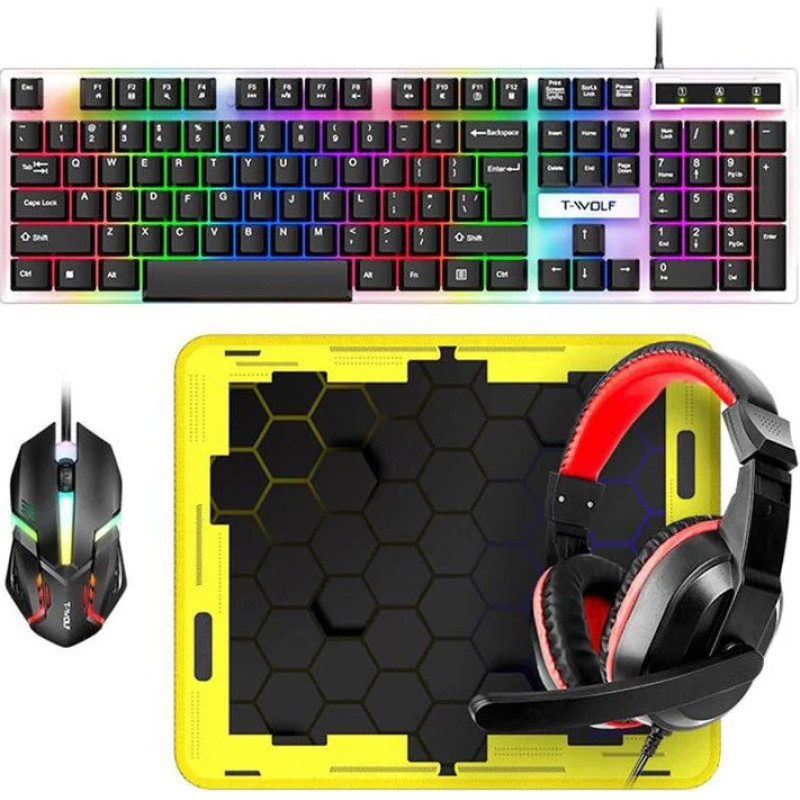 Extralink Gaming Set TF240 4in1 | Set of keyboard + mouse + headphones + pad | LED backlight