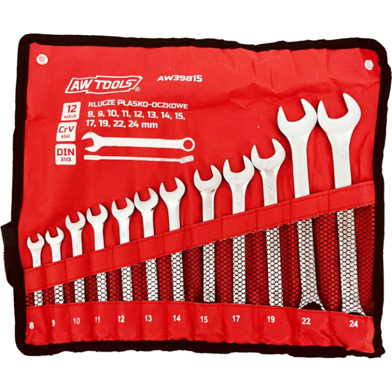 Awtools AW COMBINATION WRENCH SET 8-24mm 12pcs/ SATIN FINISH