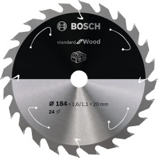 Bosch circular saw blade Standard for Wood,  184mm, 24Z (bore 20mm, for cordless hand-held circular saws)