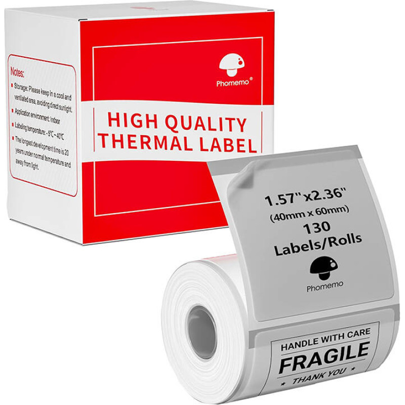 Phomemo sticker labels 40x60mm, 130 pcs. (transparent)