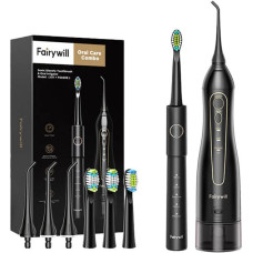 Fairywill Sonic toothbrush with tip set and water fosser FairyWill FW-5020E + FW-E11 (black)