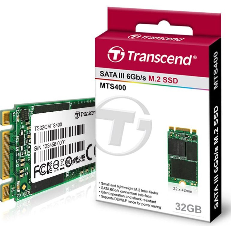 Transcend Dysk SSD Transcend MTS400 32GB M.2 2242 SATA III (TS32GMTS400)