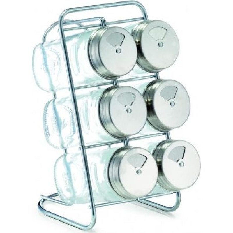 Zeller Zeller, Stojak na przyprawy, 7-częściowy zestaw, szkło / S / S