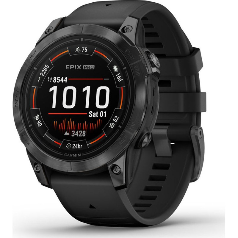 Garmin Sporty Watch Garmin Garmin Epix Pro (47 mm) with heart rate sensor HRV Elevate (shell grey/black strap)