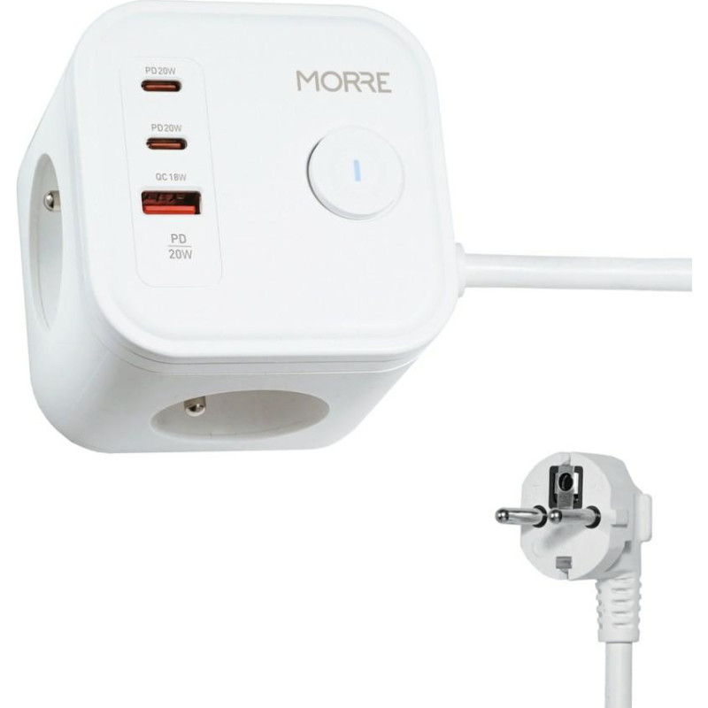 Tiross MORRE KOSTKA ZASILAJĄCA 3G, 2xUSB, USB-C 1,5m