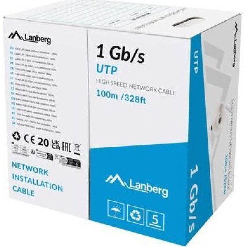 Lanberg Kabel UTP Lanberg 1Gb/s 100m drut CCA