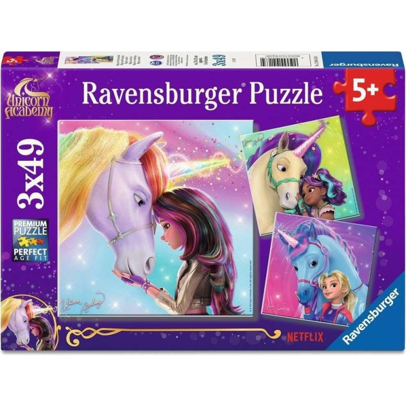 Ravensburger Puzzle 3x49 Unicorn Academy