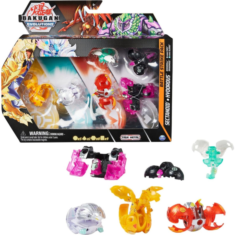 Spin Master Bakugan Evolutions Battle Strike 6 Pack Skill Game (Includes 3 Bakugan Balls, 2 Nanogan and 1 Geogan)