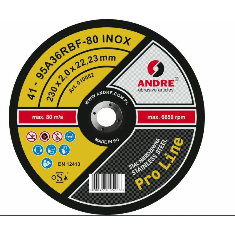 Andre TARCZA DO METALU 230 x 2,0mm INOX PRO LINE 95A36RBF