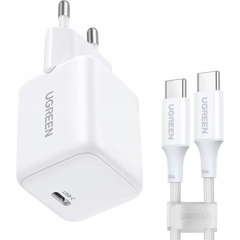 Ugreen Ładowarka sieciowa UGREEN X513 30W GaN USB-C + kabel USB-C 1m biała
