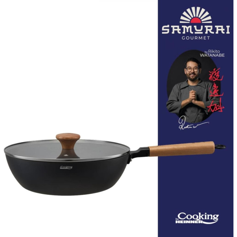 Wok pan with lid aluminium with ceramic coating 28x8 cm HR-SNT-WC28, COOKING BY HEINNER