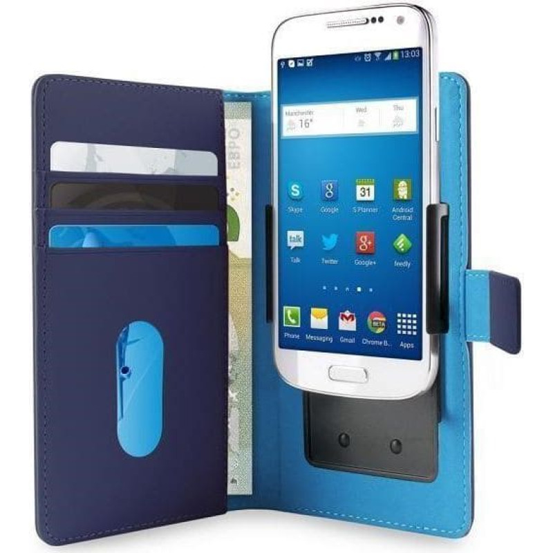 Puro Universal smartphone case with 5.1", blue (UNIWALLET3BLUEXL)