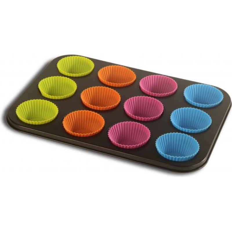 Muffin baking tray with silicone molds carbon steel with non-stick coating 35x26.5x3 cm VN-SL-3001A, VANORA