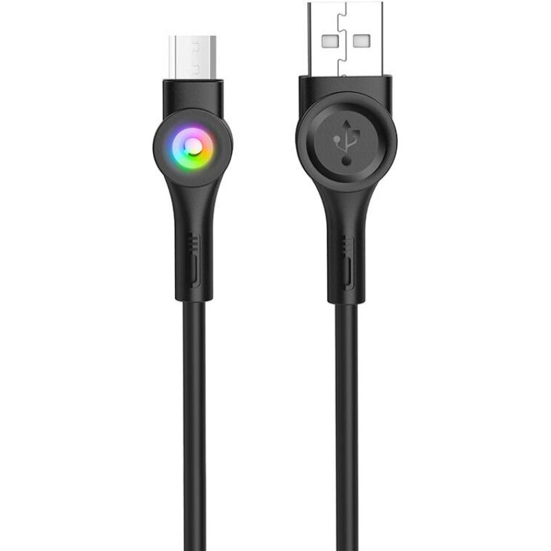 Foneng X59 USB to Micro USB cable, LED, 3A, 1m (black)