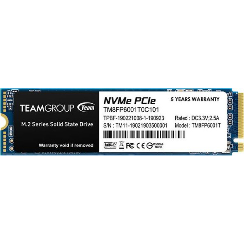 Teamgroup SSD TeamGroup MP33 1TB M.2 2280 PCI-E x4 Gen3 NVMe (TM8FP6001T0C101)