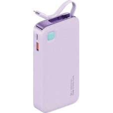 Usams Powerbank Usams USAMS Powerbank ze zwijanym kablem Retractable Lightning 10000 mAh PD 20W Fast Charge XY Series fioletowy/purple 10KCD22503 (US-CD225)