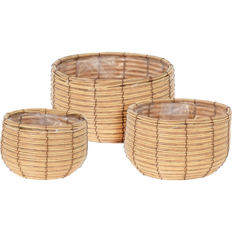 Progarden Osłonki na doniczkę z plecionki, 3 szt. w r&oacute;żnych rozmiarach