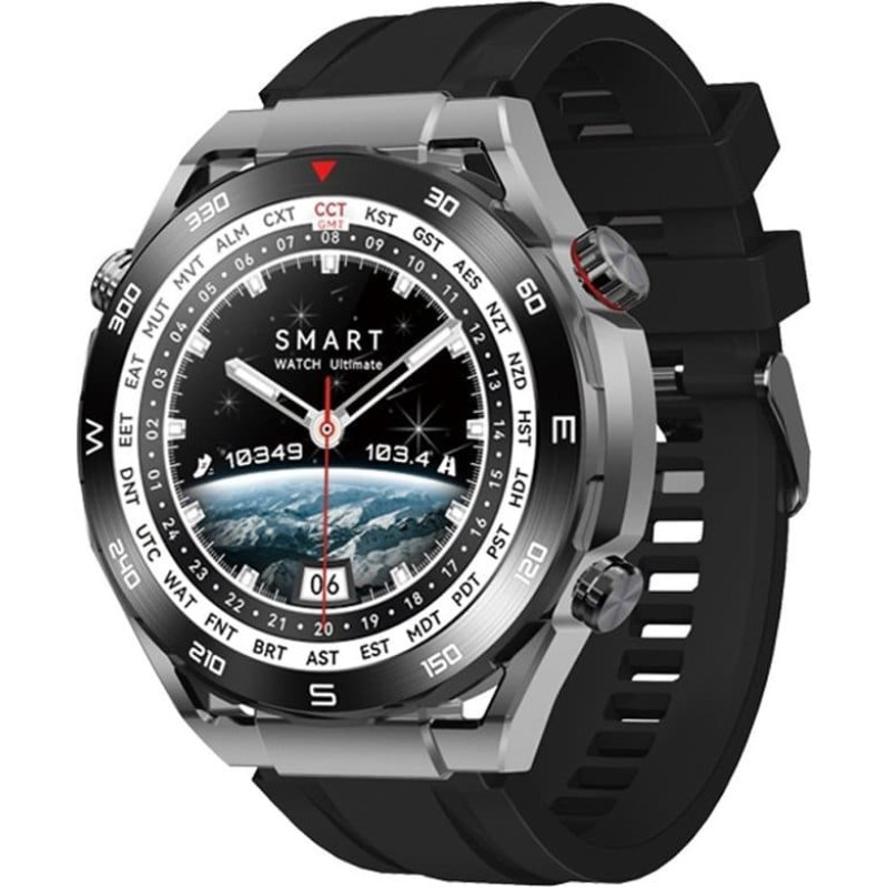 Gino Rossi Smartwatch Veltori VT100-1 + Czarny Pasek Silikonowy + Czarny Eko Sk&oacute;ra