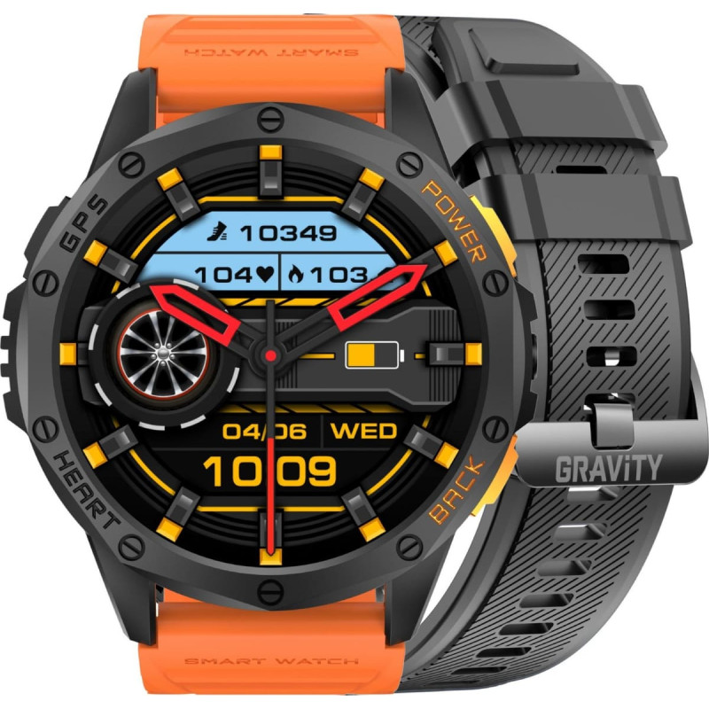 Gravity Zegarek męski SMARTWATCH GRAVITY GT24-3 BK/BK/OG
