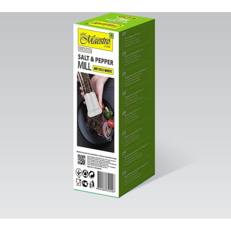 Maestro Młynek do soli/pieprzu MAESTRO MR-1613-WHITE