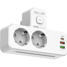 Beline Listwa zasilająca Beline                 z podświetleniem LED 2xUSB-A/USB-C/2xAC biały