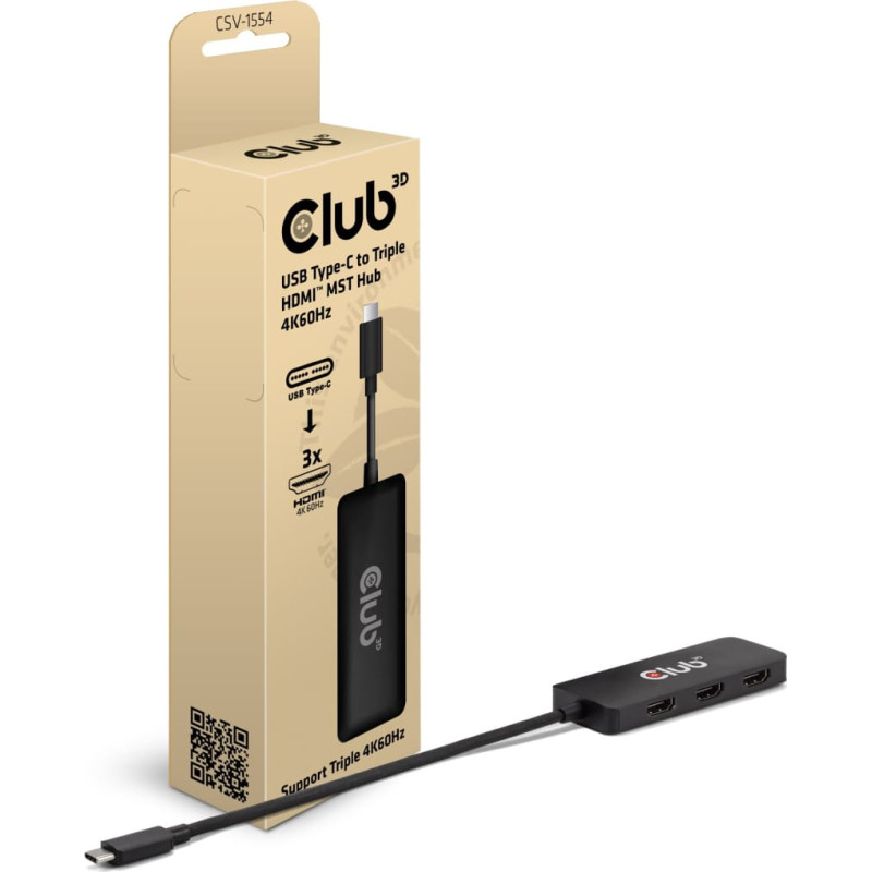 Club 3D CLUB3D CSV-1554 interfeisa centrmezgls USB Veids-C Melns
