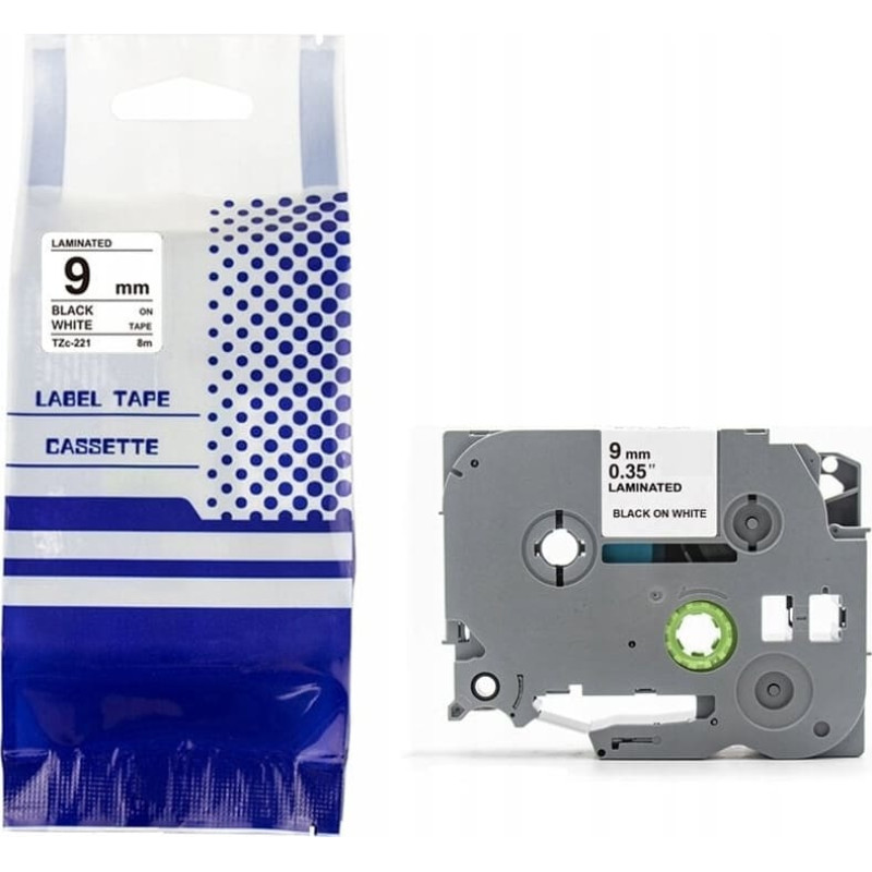 Brother Taśma BROTHER TZE-221 9mm x 8m czarny na białym zamiennik