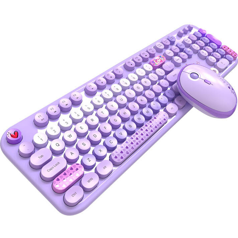 Mofii Lovely 2.4G Wireless Keyboard + Mouse Set (Purple)