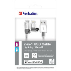 Verbatim USB cable Verbatim USB-A - microUSB + Lightning 1 m Grey (48869)