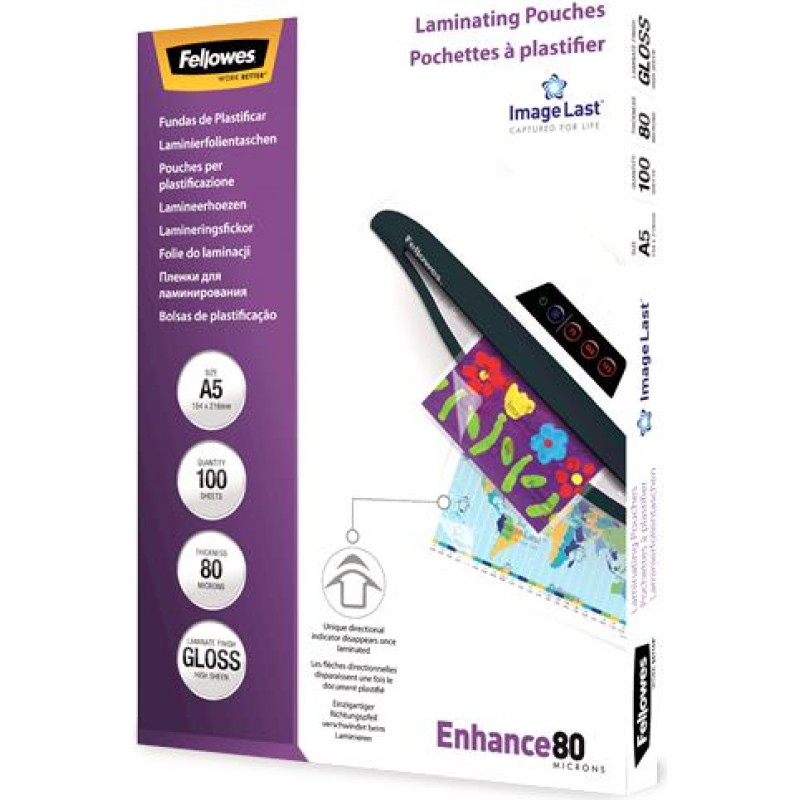 Fellowes LAMINATOR POUCH IMAGELAST/A5 80 100PCS 5306002 FELLOWES