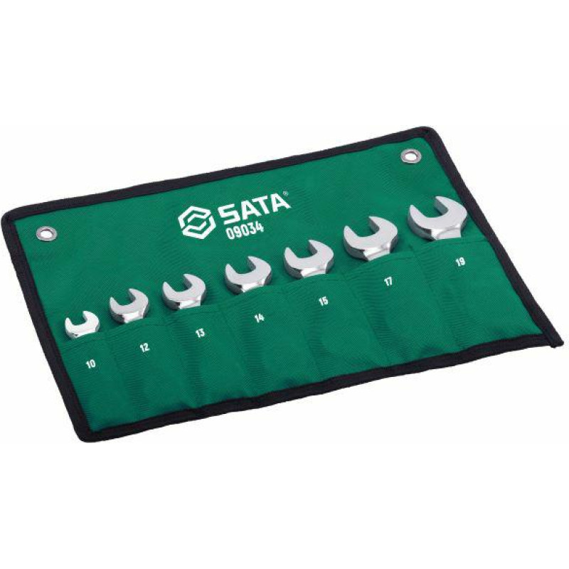 Sata ZESTAW KLUCZY PŁASKO-OCZKOWYCH KR&Oacute;TKICH Z GRZECHOTKĄ 7szy.