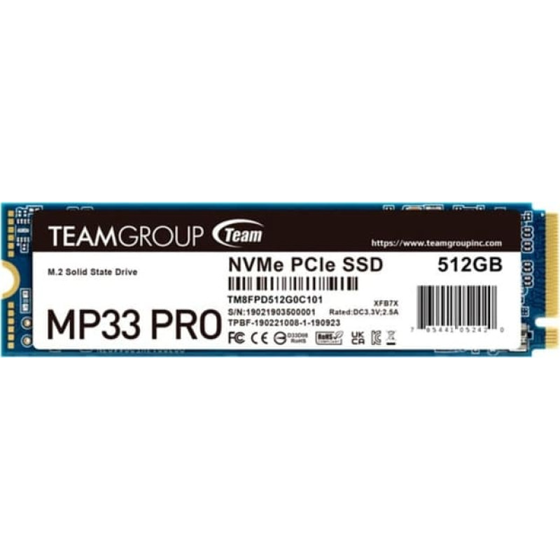 Team Group MP33 PRO SSD - 512GB - M.2 - PCIe 3.0 x4