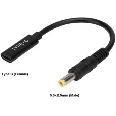 Coreparts MBXUSBC-CO0005 kabeļu spraudņu pāreja USB C 5.5*2.5mm Melns