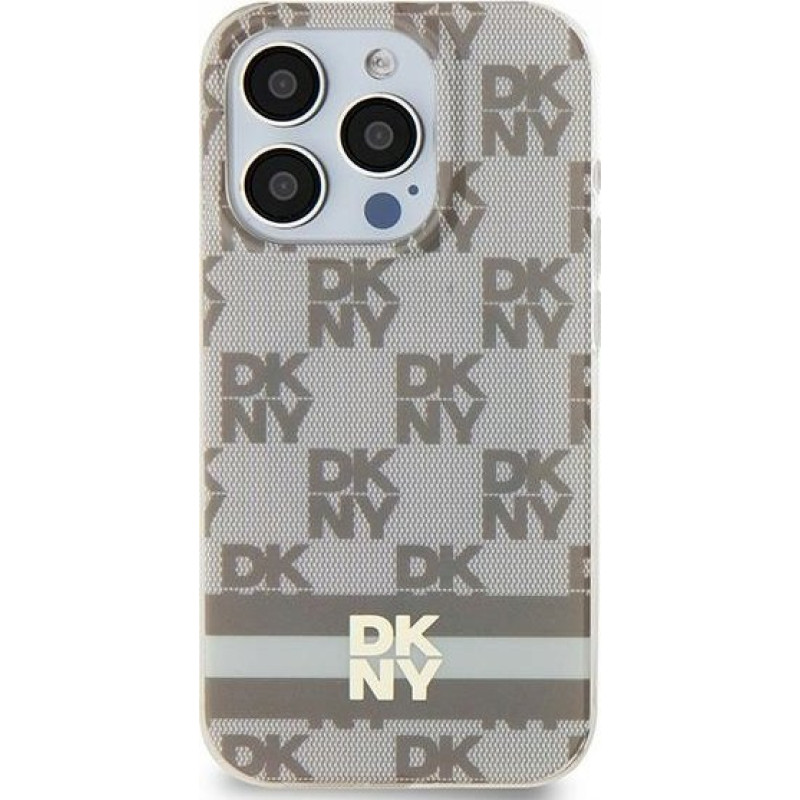 Dkny DKNY DKHMP14SHCPTSE iPhone 14 / 15 / 13 6.1" beżowy/beige hardcase IML Checkered Mono Pattern & Printed Stripes MagSafe