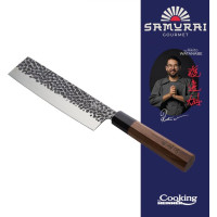 Nakiri vegetable knife 18cm SAMURAI GOURMET ebony and walnut handle HR-EVI-RH18 HEINNER