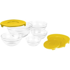 Glass bowls with lids set of 5pcs, yellow VN-GB1401Y VANORA