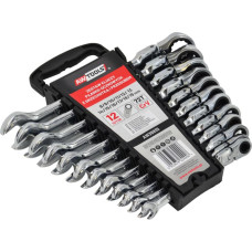 Awtools AW FLEX-HEAD RATCHET COMBINATION SPANNER SET 12pcs 8-19mm