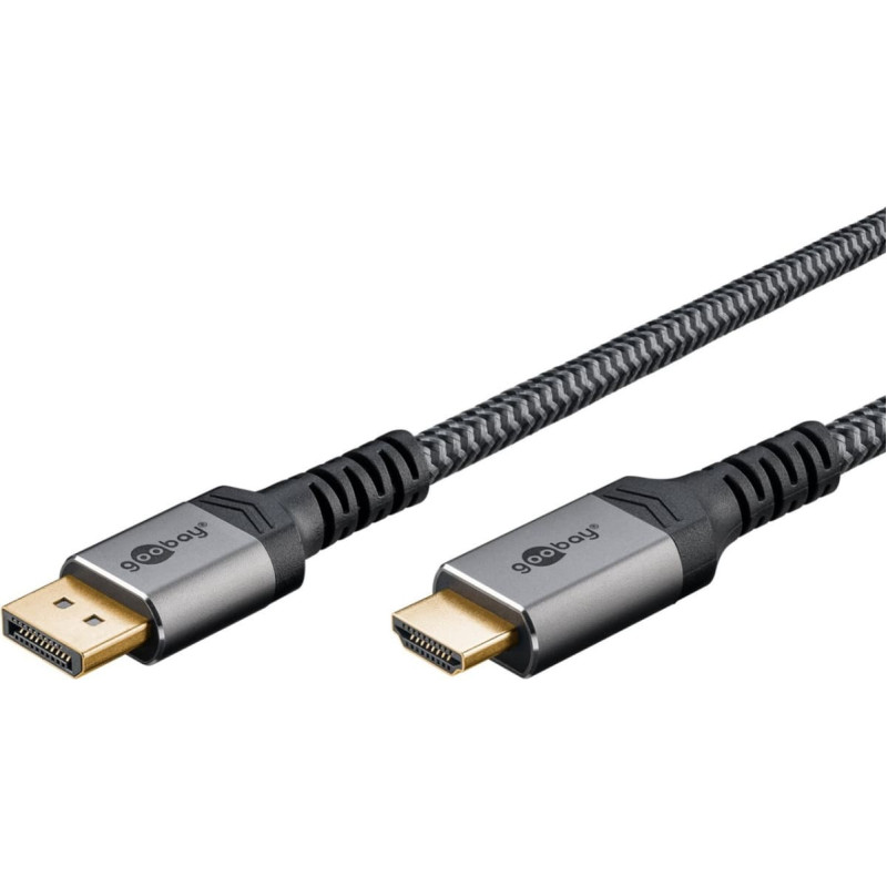 Goobay Plus DisplayPort > HDMI adapter cable, 4K @ 60Hz (gray, 5 meters)