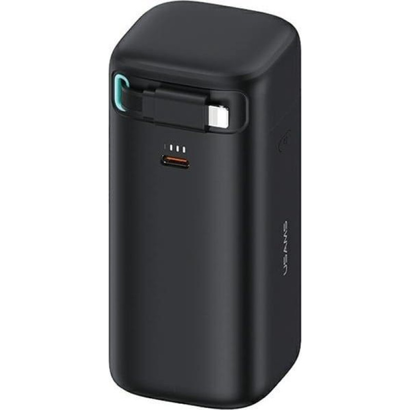 Usams Powerbank Usams USAMS Powerbank ze zwijanym kablem Retractable Lightning 18000 mAh PD45W Fast Charge XMF Series czarny/black 20KCD21701 (US-CD217)