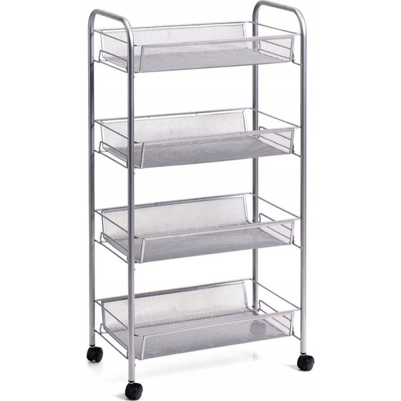 Zeller Uniwersalny organizer, regał z k&oacute;łkami, siatka stalowa, możliwością przechowywania na 4 poziomach, Zeller