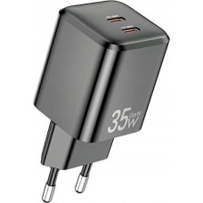 Awei Ładowarka Awei AWEI ład. siec. PD65-EU 35W 2x USB-C czarna/black GaN