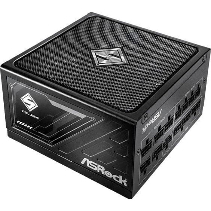 Asrock Steel Legend SL-1000G, PC power supply black, 1x 12-pin high power GPU, 3x PCIe, cable management, 1000 watts