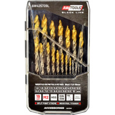 Awtools WIERTŁO DO METALU M2 HSS-TiN KPL.19szt.  /1.5-10mm / BLACK LINE