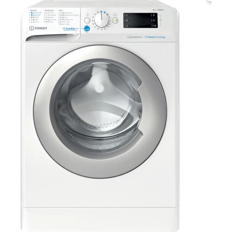 Indesit | Washing Machine | BWE 91496X WSV EE | Energy efficiency class A | Front loading | Washing capacity 9 kg | 1400 RPM | Depth 63 cm | Width 59.5 cm | Digital | White