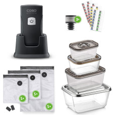 Caso Professional Hand Vacuum Sealer with Accessories | Vacu OneTouch Pro Set | Power 20 W | Black