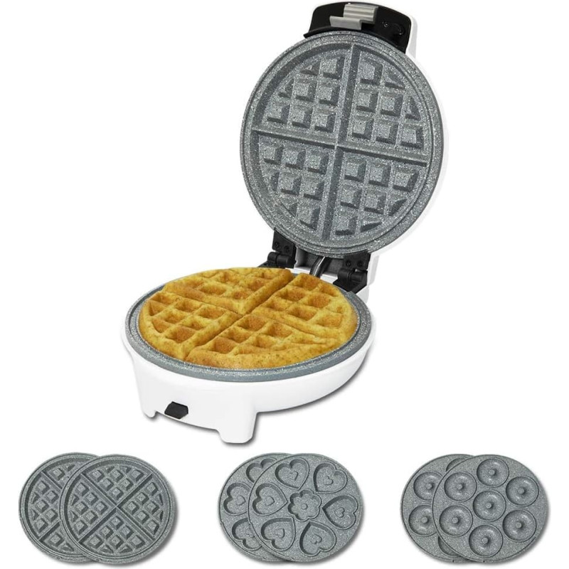 Cecotec Waffle Maker | Fun Gofrestone 3in1 | 700 W | Number of pastry 3 | Waffle/Muffin/Donut | White