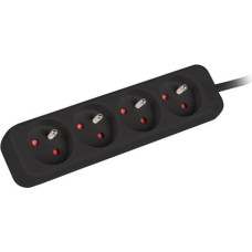 Lanberg 1.5m, black, 4 sockets, cable made of full copper -PS0-04E-0150-BK