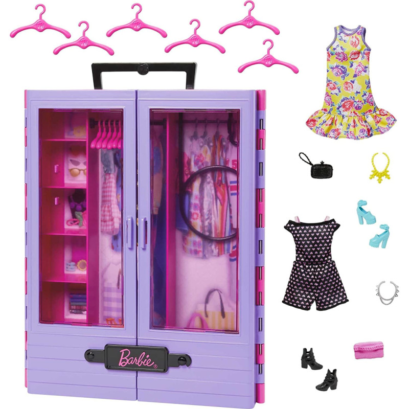 Mattel Barbie wardrobe, doll furniture (pink/white)
