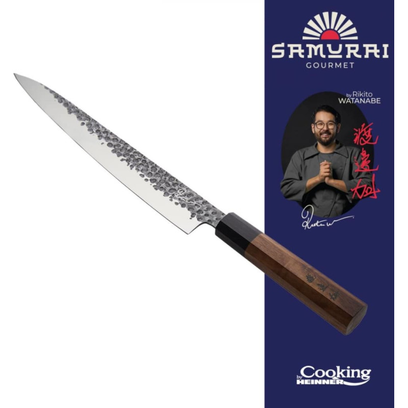 Sashimi knife 24cm SAMURAI GOURMET ebony and walnut handle HR-EVI-RH24 HEINNER