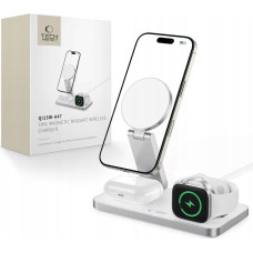 4Kom.pl Ładowarka bezprzewodowa 3w1 Tech-Protect QI15W-A47 3in1 Magnetic MagSafe Wireless Charger White